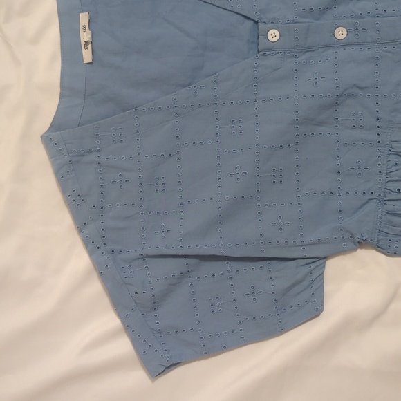 Madewell Button-Front V-Neck Mini Dress, Color Tranquil Lake Size M - Picture 7 of 16